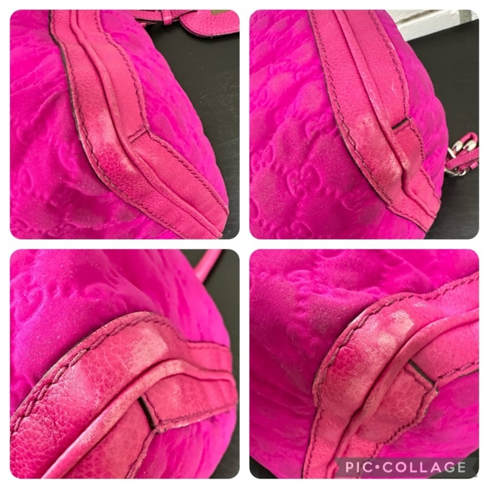 Gucci Gucissima Techno Tag Neoprene & Leather Boston Bag - Vibrant Magenta - Picture 12 of 13